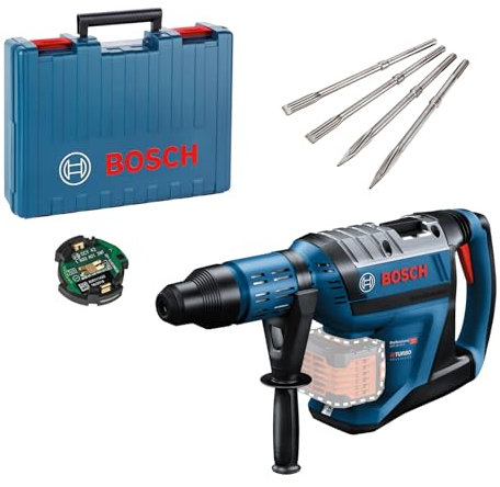 Bosch Akku-Bohrhammer BITURBO GBH 18V-45 C mit SDS max Solo inkl. Zubehör + Meißel-Set 4tlg. im Koffer