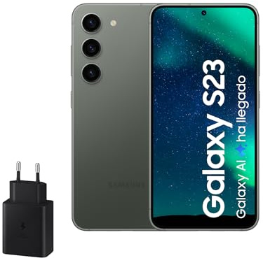 Samsung Galaxy S23, 128GB + Cargador de 45W - Smartphone Android con IA, Teléfono Móvil Desbloqueado, Color Verde (Versión Española)