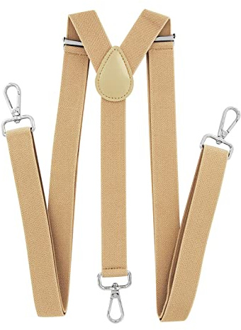 axy Herren Hosenträger mit 3 robusten Karabiner Verschluss 2,5 cm breit Y-Form stufenlos verstellbar