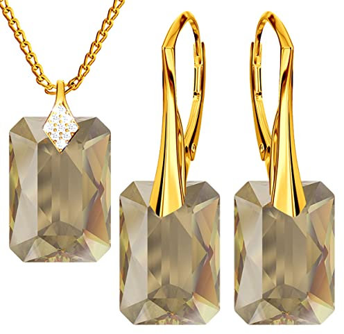 Klapperverschluß Modeschmuck Ohrringe Halskette Silber 925 Hängend Schmuckset Geburtstagsgeschenk für Freundin Damen und Mädchen Geschenk Schmuck Set für Frauen (Colorado Topaz)