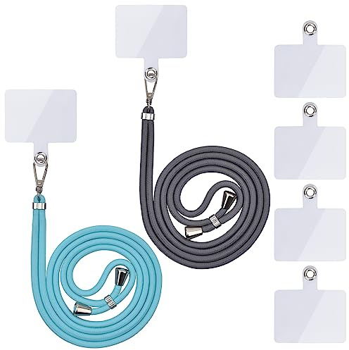 Linkbro Handykette Universal, Handy Lanyard, Universelles Handy um den Hals hängend mit Pad Handy Lanyard, verstellbar und abnehmbar. (2Dunkelgrau+Militärblau)