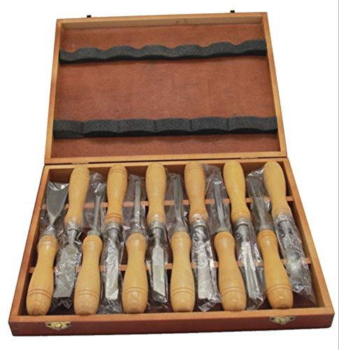 Juego de cinceles de Madera de 12 Piezas, Cuchillo de Tallado Juego de Tallado de Madera con Mangos de Madera y Caja de Madera para talladores y Artistas