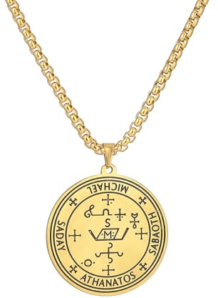 EUEAVAN Siegel des Erzengels Michael Anhänger Halskette Schlüsselanhänger für Männer Heiliger St. Michael 7 Erzengel Siegel Siegel des Erzengels Michael Amulett Heidnischer Schmuck