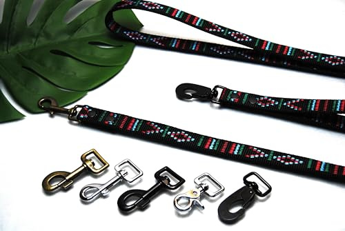 Leine Nylon Indianer-Schwarz 25mm x 3m Trainingsleine Schleppleine Fährtenleine (Karabiner: Schwedenhaken (Schwarz), Mit Schlaufe)