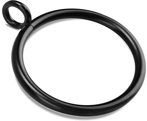 40 PCS Black Curtain Rings with Eyelet Apply for Up to 1.0 inch Curtain Rod (Black Drapery Rings)