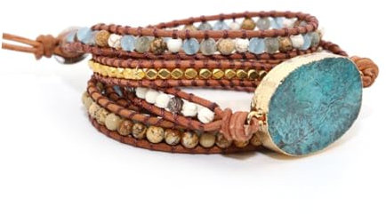 VALICLUD Goldenes Perlenarmband Böhmen Stil Handgefertigt Naturstein Webarmband Verstellbar Damen Schmuck Für Alltag Und Party