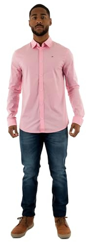 Tommy Jeans Chemise Homme Original Stretch Shirt Slim Fit, Rose (Pink Sugar), XS