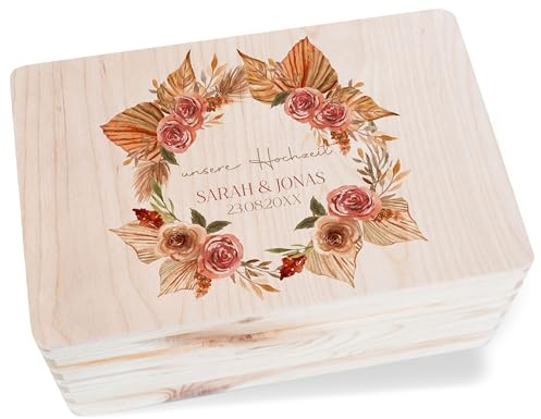 Holzkiste Erinnerungsbox - Hochzeitsbox für Unsere Hochzeit | Erinnerungskiste Bilder Karten Hochzeit Box - 30x20x14 cm - Holz - wedding gifts for the couple, hochzeitskartenbox brautpaar