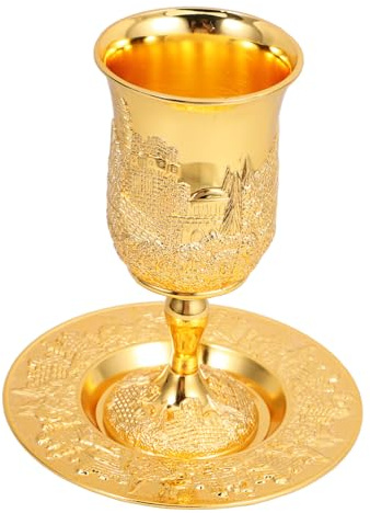 PRETYZOOM Copa de Kidush de Aleación de Zinc Dorado, 1 Set | Shabat y Pascua, Diseño Único Reutilizable, Fácil de Usar Deformable