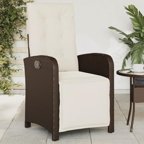 ZEYUAN Gartensessel mit Fußteil Verstellbar Braun Poly Rattan, Gartenstühle, Gartenmöbel, Balkonstuhl, Garten Stühle, Terrassenstühle, Balkonmöbel - 365186