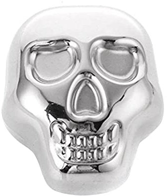 Eladcncmc Piedras frías en forma de cráneo Cubo de hielo reutilizable Acero inoxidable Refrigerar bebidas de vino Uso