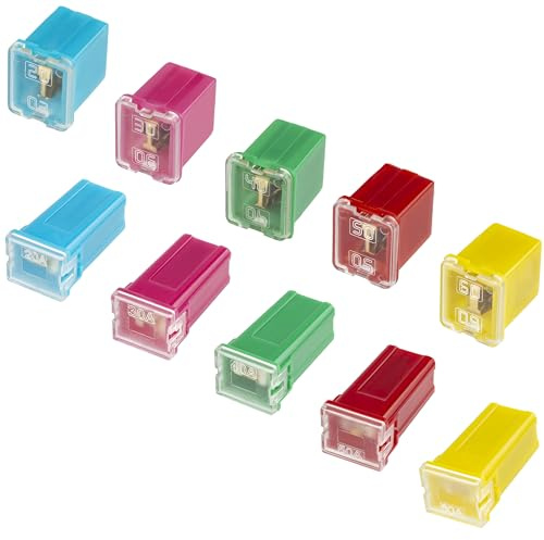 10 PCS Automotive Fuse Assortment for Pickup Trucks, Sedans, and SUVs (20 A/30 A/40 A/50 A/60 A), Each Model Includes One Tall Profile and One Low Profile Box Shaped Micro Cartridge Fuse