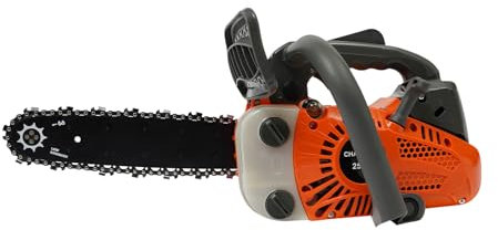 Motosega, motosega a benzina, motosega a 2 tempi, tensione della catena regolabile, serratura di sicurezza e interruttore di ripristino automatico, sega a mano
