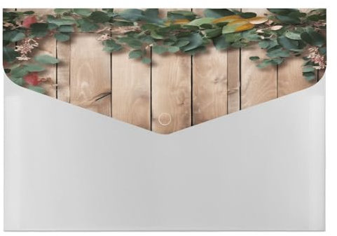 Ordner, Blätter, Blumen auf rustikalem Holzdruck, Ordner, Ordner, tragbarer Papier-Rechnungen, Quittungen, Organizer, dekorative Aktenordner, geeignet für Heimbürobedarf