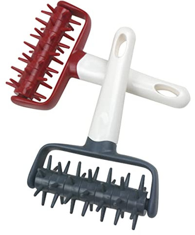 CIYODO Pizza Dough Roller and Handle Roller Set Deep Grey and Red Pizza Dough Docker Tool for Baking Pastry and 2pcs Baking Accessories for Home Kitchen