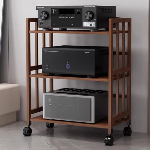 Elitix HiFi Rack Beweglicher Audiogeräteschrank mit Verstellbarem Regal, Heimstereo-Racksystem Komplett für CD-Player und Lautsprecher, 1-5-stufiger AV-Komponentenständer(Brown,55x88cm)