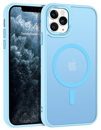 GaoBao for iPhone 11 Pro Case Magnetic, Slim Fit iPhone 11 Pro Phone Case [Compatible with MagSafe] Women Men Cute Thin Shockproof Translucent Matte Protective Cover for iPhone 11 Pro 5.8,Light Blue