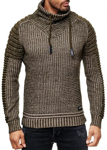 Subliminal Mode Pull Homme Grosse Maille Col Montant - Style Basique - Pull Over Tricoté Hiver Col ChaleManches Longues - Idée Cadeau BX292