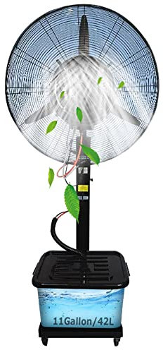 WANGXLGD Ventilatore Portatile a piedistallo con Nebbia, Ventilatore da Terra nebulizzante, Ventola di Raffreddamento per Garage per Patio Industriale per Garage Esterno Resistente (71cm/28in)