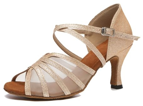 MINITOO Dansskor dam eleganta bröllop sandaler L515, L511 guld 7 5 cm klack, 36 EU