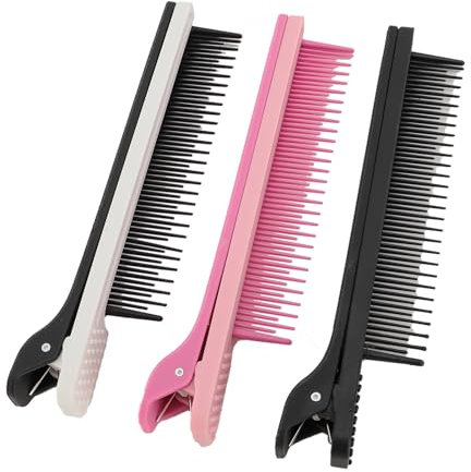 Peignes à pinces, 3 peignes à pinces en plastique Peignes professionnels pour fer plat, outils de coloration, pinces à cheveux de coiffeur pour mèches, coupe, guide pour fer plat