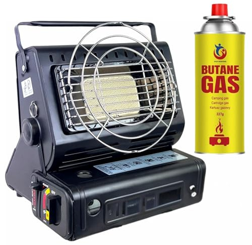 Easy Shopping® 2 In 1 Portable Gas Heater & Stove with 1 Butane Gas Canisters 227g Outdoor Indoor Home Office Room Camping Fishing Caravan Picnic and Party Warm