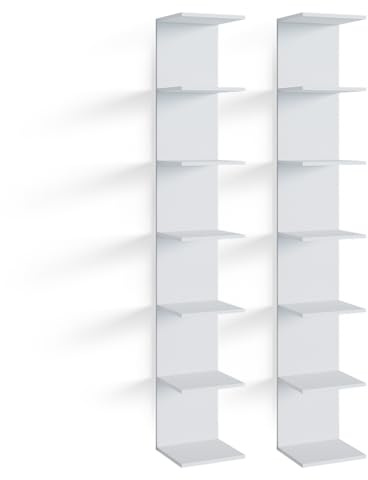 Vicco Wandregal Paolo, Weiß, 28 x 190 cm | 2er Set, zur Wandmontage für Bücher, Deko oder Aufbewahrung