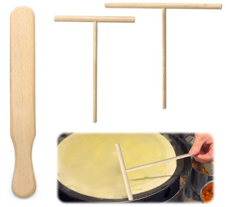 Crepes Distributor, Yiyifor Spatula and Crepes Distributor Set, Crepe Spatula, Crepe Splitter, Crepe Pan, T-Shape Crepes Spatula Set, for Home, Kitchen, Baking, Cooking, Baking Tools
