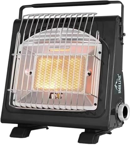 SMH LINE Chauffage à gaz portable 2 en 1 - Chauffage à gaz pour camping - Chauffage d'extérieur - 1,7 kW - Brûleur - Cartouches de gaz butane - Chauffage en céramique