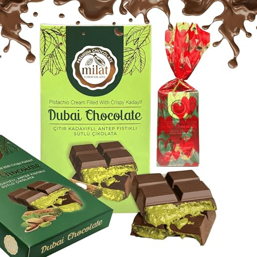 2 × 60g Cioccolato Premium style Dubai con Crema al Pistacchio – Fatto a Mano, Confezione Regalo di Lusso – Autentica Esperienza del Cioccolato stile Dubai