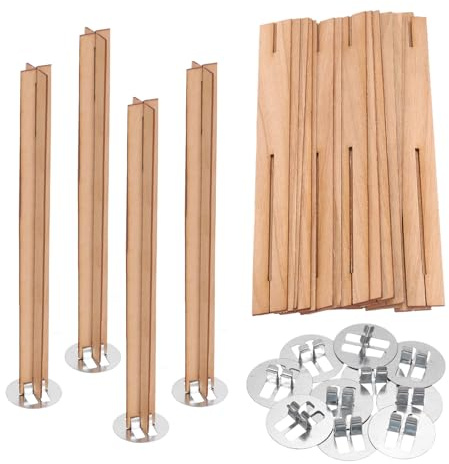 QUARKZMAN 10 Juegos de Mechas de Vela de Madera, 0.5 x 4.7 Pulgadas Mechas de Madera Natural con Soporte en Forma de Cruz Núcleos de Vela Suministros