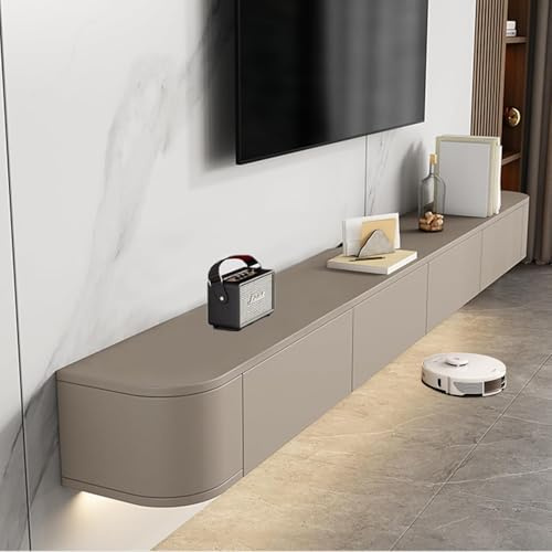 Aipunlus Wandmontierte TV-Schrank, Wand-TV-Schrank, Hängendes TV-Board, Schwimmender TV-Hängeschrank mit Türen in Medien-Wandeinheit, TV-Konsole für Wohnzimmer und Büro (Khaki, 220cm)