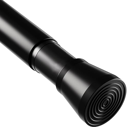 Bastoni a Tensione Per Tende Regolabili Senza Foratura Bastone Tenda Doccia e Guardaroba Antiscivolo Estensibile Per Finestre Doccia Guardaroba Nero 46-70CM