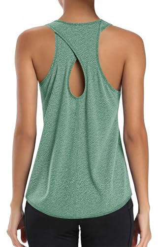 Gyabnw Sport Top Damen mit Rückenausschnitt ärmellos leicht schnelltrocknend für Fitness Yoga Laufen Sportbekleidung