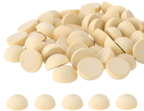 JIAYUET 300 bolas de madera natural divididas de 20 mm para manualidades, adornos de Navidad, suministros de pintura