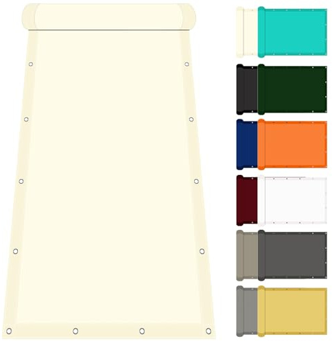 Tenda a Vela Impermeabile Rettangolare 240 x 800 cm Anti Raggi UV Impermeabile Vela Ombreggiante Tessuto HDPE per Esterno/Giardino/Terrazzo/Balcone, Avorio