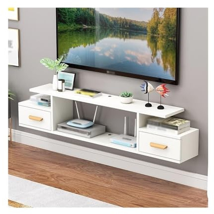 Lizhuzhuzs28 Moderne Meuble TV Flottant, étagère TV Flottante avec tiroir, Console multimédia Murale for Salon Console(Blanc)