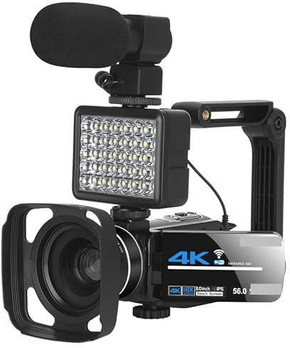 Caméscope 4k Complet caméra vidéo Professionnelle Diffusion en Direct Vision Nocturne 58MP Photographie appareils Photo numériques Enregistrement Vlog Cadeau pour débutants(64G SD Card,Kit 2)