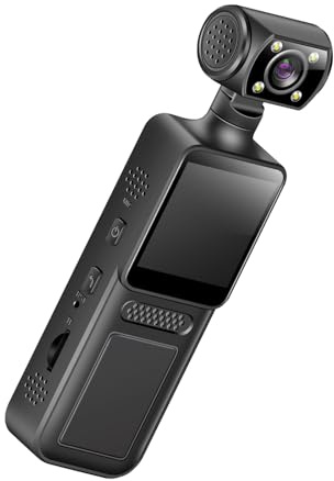 Aurgiarme Caméra de sport portable 4 K à 180 degrés avec écran LCD de poche, caméscope de voyage, vélo, corps portable