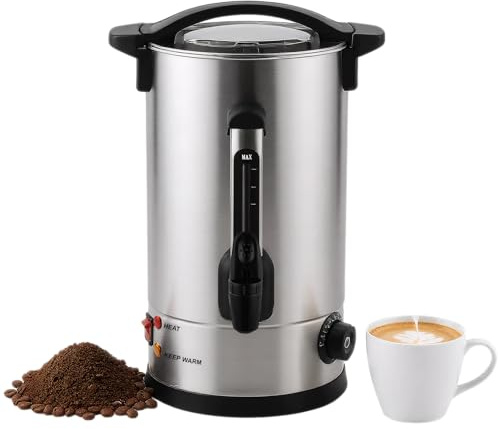 Fineera Commercial Coffee Urn, 100 Cup Coffee Maker Commercial and Hot Water Urn, 1500W Fast-Brewing Percolator for Business, Parties, Catering, Stainless Steel