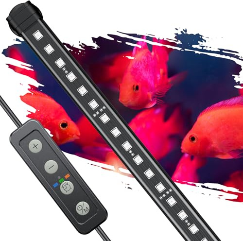 Pawfly 11 W Aquarium Color Enhancement Light for 33 to 56 cm Fish Tanks IPX8 Waterproof Aquarium LED Light Brilliant RGB Lights with 7 Single Color Effects Timer & Adjustable Brightness