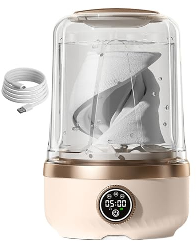 Mini Machine À Laver - Lave-linge Rechargeable 3 Vitesses - Machine à Laver de Culottes de Dortoir 2L | Pour Sous-Vêtements Tissus Délicats Serviettes Soutiens-Gorge Camping Voyage Maison Dortoir
