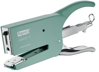 Rapid 5001758 - Grapadora Tenaza Classic K1+ Para Grapas Nº 26 (26/6 Y 26/8+), Capacidad 50 Hojas, Yunque Ajustable, Carga Trasera, ClimatePartner, Verde