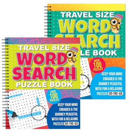 Sixstore A5 Spiral Bound Travel Size Word Search Puzzle Books, Set of 2 | Multicolour