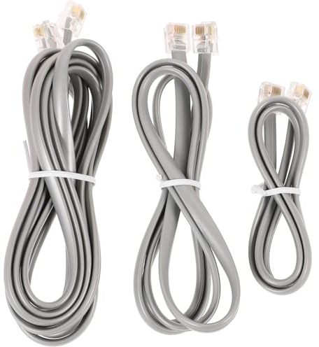 KICHOUSE Cavo Telefono Fisso 3 Pezzi 6 Poli 6 Conduttori Rj12 Connettore Cristallo in Rame e Pvc Resistente a Bassa Temperatura e Corrosione per Casa e Ufficio