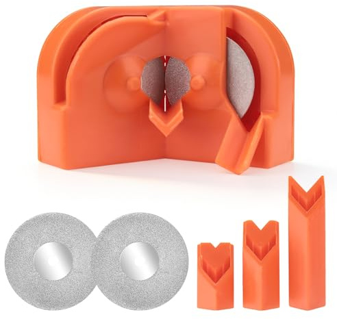 Multipurpose Power Drill Bit Sharpener Set with 2 Grinding Wheel Replacement, Portable Drill Bit Sharpening Tool, Professional Drilling Head Grinding Sharpener, 5/64''- 5/8'' Range (Orange)