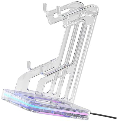 Clear Double Handheld Console Stand with Color Changing Backlight & Not Slip Design for Consoles & Acrylic Controller Holder