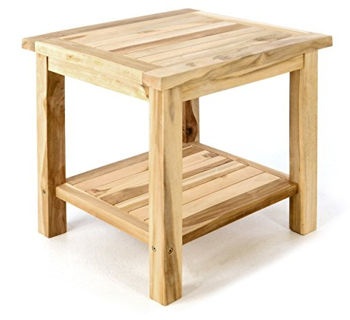 Divero Balkontisch Teakholz unbehandelt wetterfest 50x50x50cm | Massives Teakholz Tisch HUSUM, handgefertigt, wetterfest, unbehandelt, SVLK zertifiziert,Indoor Outdoor
