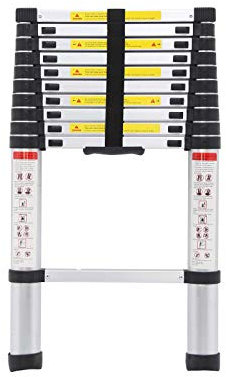 3.2M Telescopic Ladder 11 Step Multi-purpose Folding Aluminium Ladder, EN131 Extendable & Portable, ideal for Indoor Outdoor, 150 kg Capacity