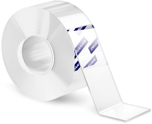 ZMUAXUAN Strong Nano Double Sided Tape Heavy Duty Mounting,Clear Removable Wall Sticky Adhesive Strips,Reusable Thick Gel Grip for Hanging Picture,Poster,Carpet,Photo